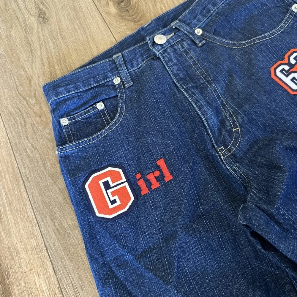 KRU Girl's Denim Blue Jeans Cheer School Spirit Pants Size 12 Flare Leg‎ NEW